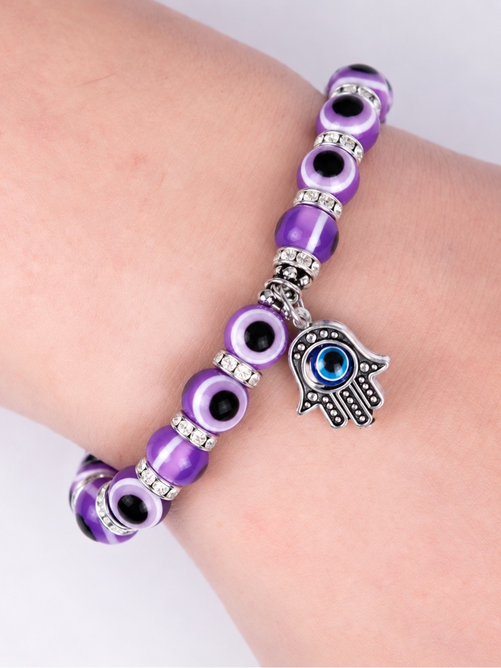 Purple Evil Eye Protection Bracelet With Charm NWT